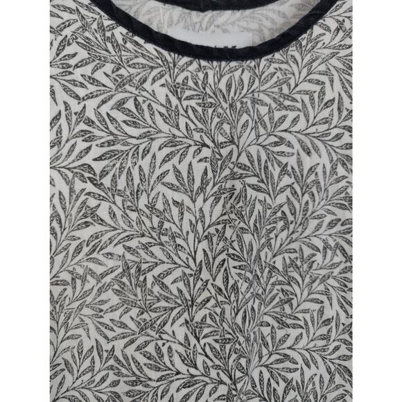 Flax Lagenlook Linen Leaf Print Midi Shift Dress - Picture 3 of 5
